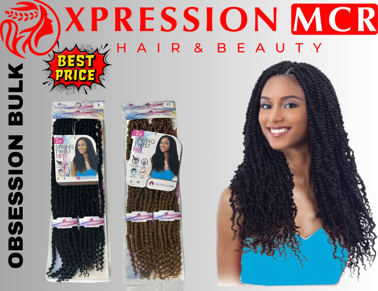 Obsession Bulk Crochet 2X Spring Twist Hair 18" Inch Blonde
